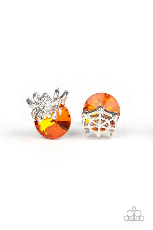 Earring - Starlet Shimmer Spider/Web - Orange