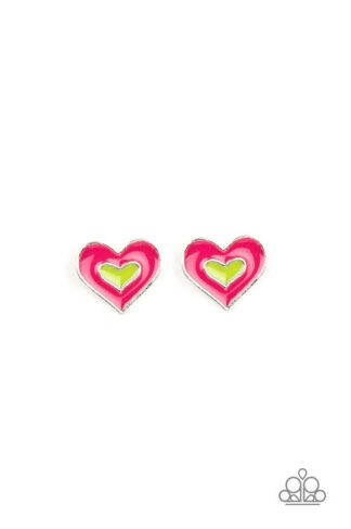 Earring - Starlet Shimmer Multi Heart - Pink/Green