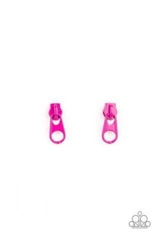 Earring - Starlet Shimmer Zipper Post - Hot Pink