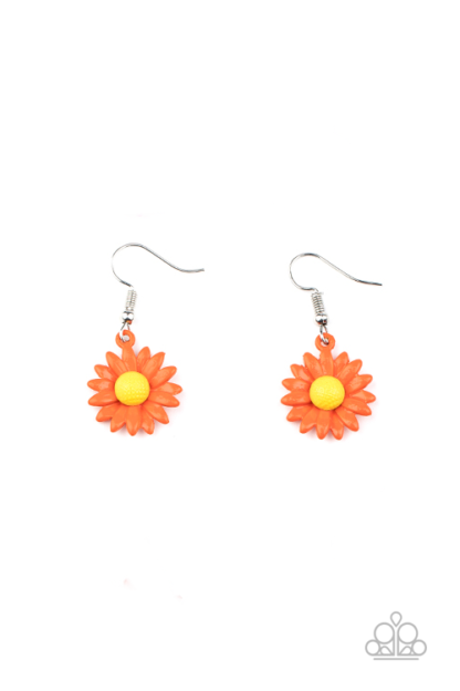 Earring - Starlet Shimmer Daisy Fishhook - Orange