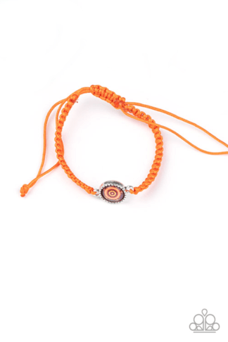 Bracelet - Starlet Shimmer Floral Pull Cord - Orange