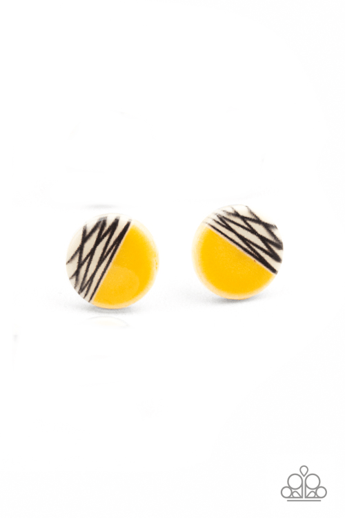 Earring - Starlet Shimmer Striped Retro - Yellow