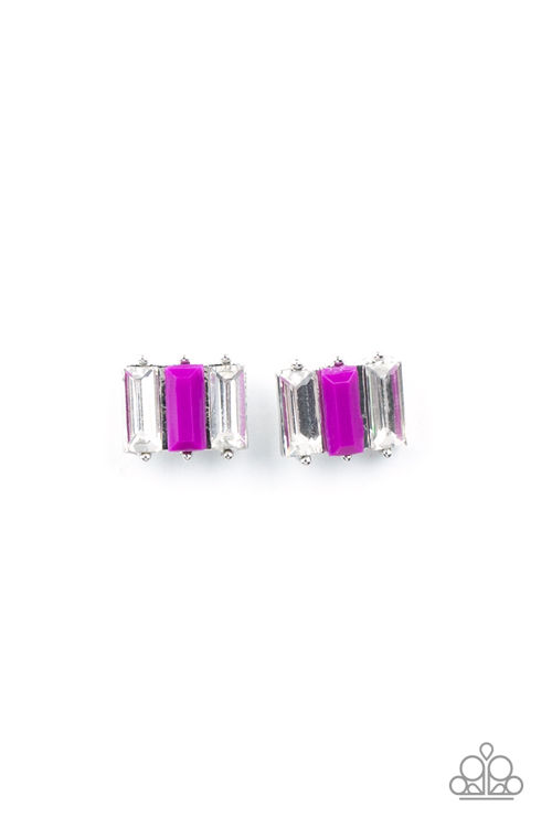 Earring - Starlet Shmr Neon Emerald Cut - Purple