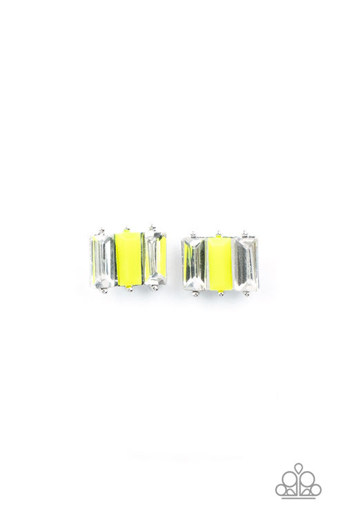Earring - Starlet Shmr Neon Emerald Cut - Yellow