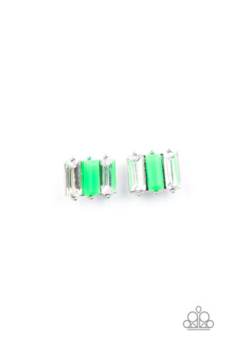 Earring - Starlet Shmr Neon Emerald Cut - Green