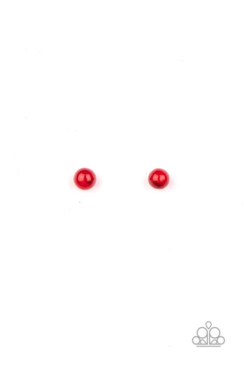 Earring - Starlet Shimmer Dainty Glass Bead - Red