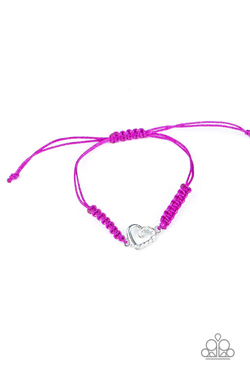 Bracelet - Starlet Shimmer Rhinestone Heart - Purple
