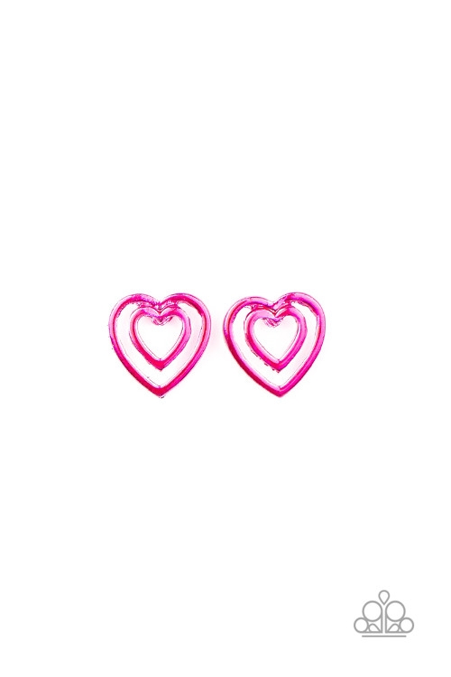Earring - Strlt Shmr Metallic Spiral Heart - Pink