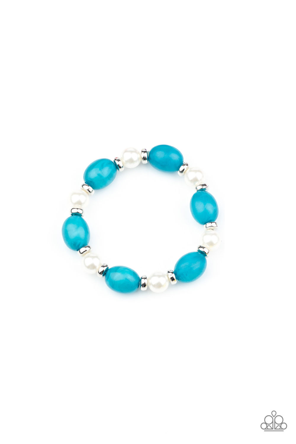 Bracelet - Starlet Shimmer Beaded White Pearl - Blue