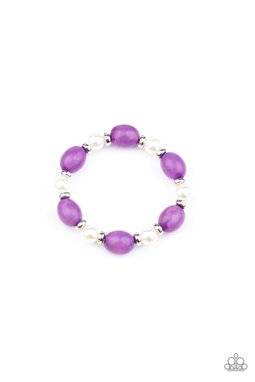 Bracelet - Starlet Shimmer Beaded White Pearl - Purple