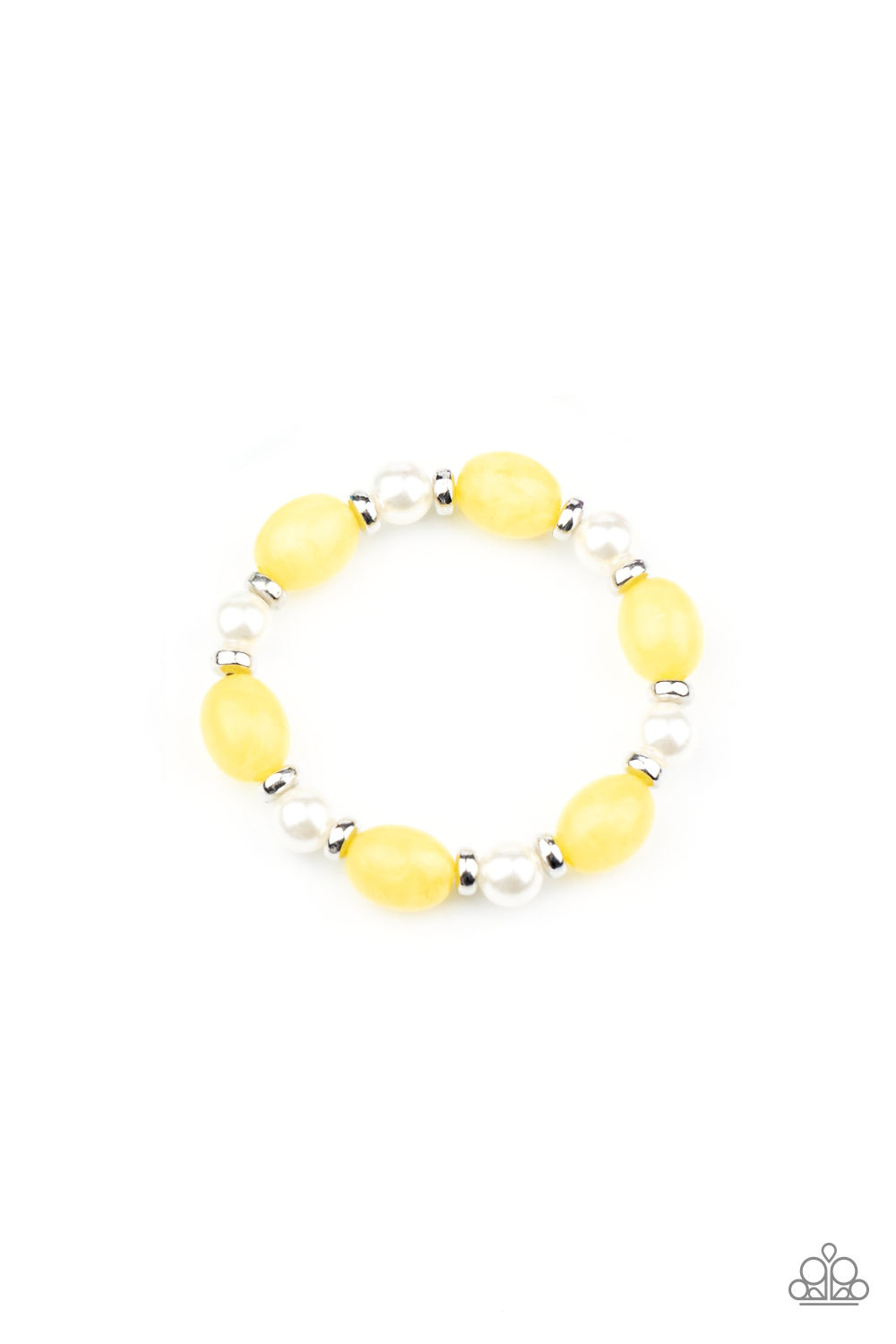 Bracelet - Starlet Shimmer Beaded White Pearl - Yellow