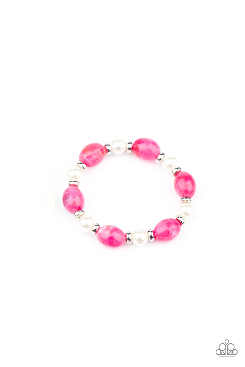 Bracelet - Starlet Shimmer Beaded White Pearl - Pink