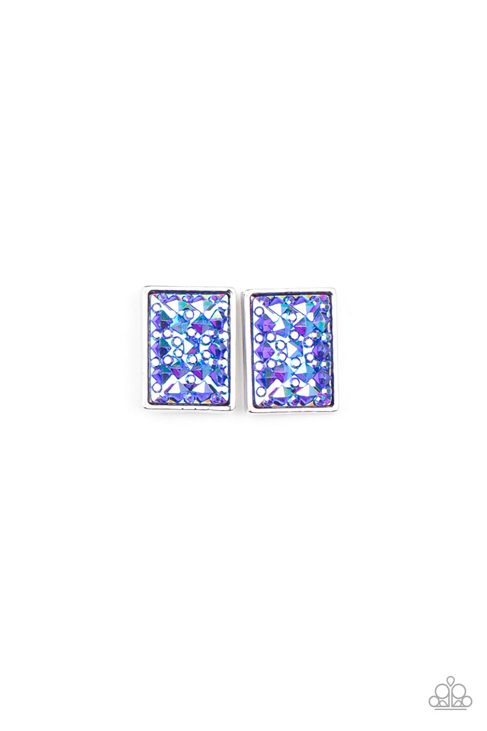 Earring - Starlet Shimmer Iridescent - Blue Rectangles