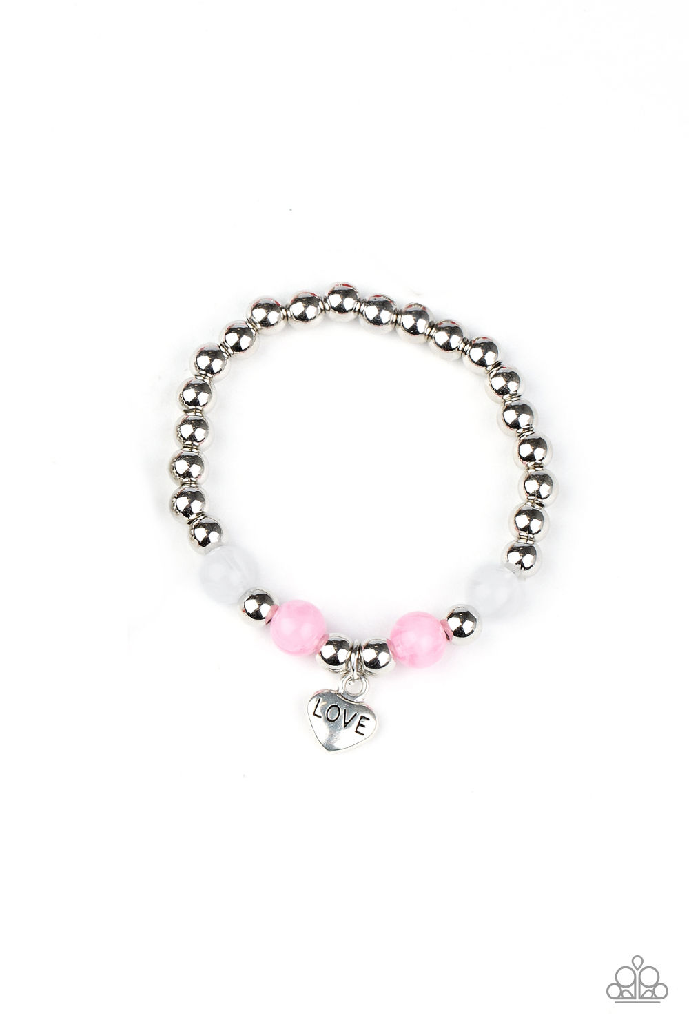 Bracelet - Starlet Shimmer Love Heart Charm - Pink/White