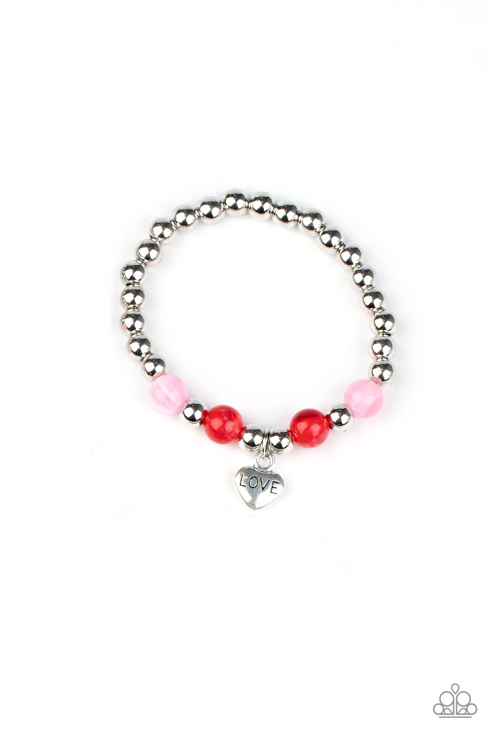 Bracelet - Starlet Shimmer Love Heart Charm - Red/Pink