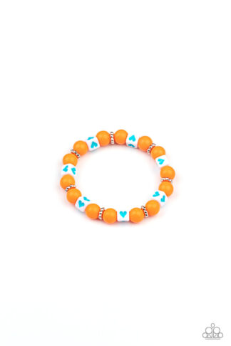 Bracelet - Starlet Shimmer Heart Bead - Orange