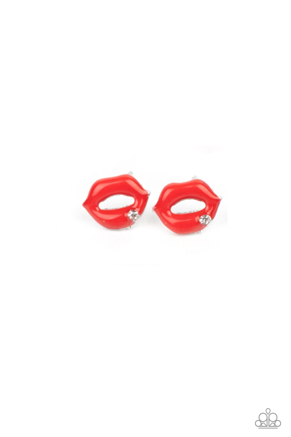 Earring - Starlet Shimmer Lips With Rhinestone - Red