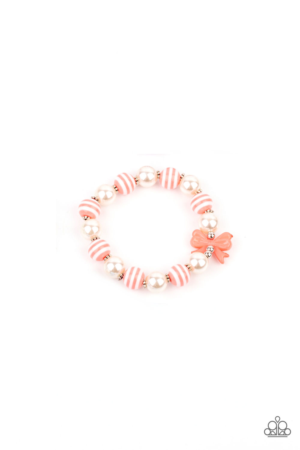 Bracelet - Starlet Shimmer Pearl/Striped/Bow - Coral