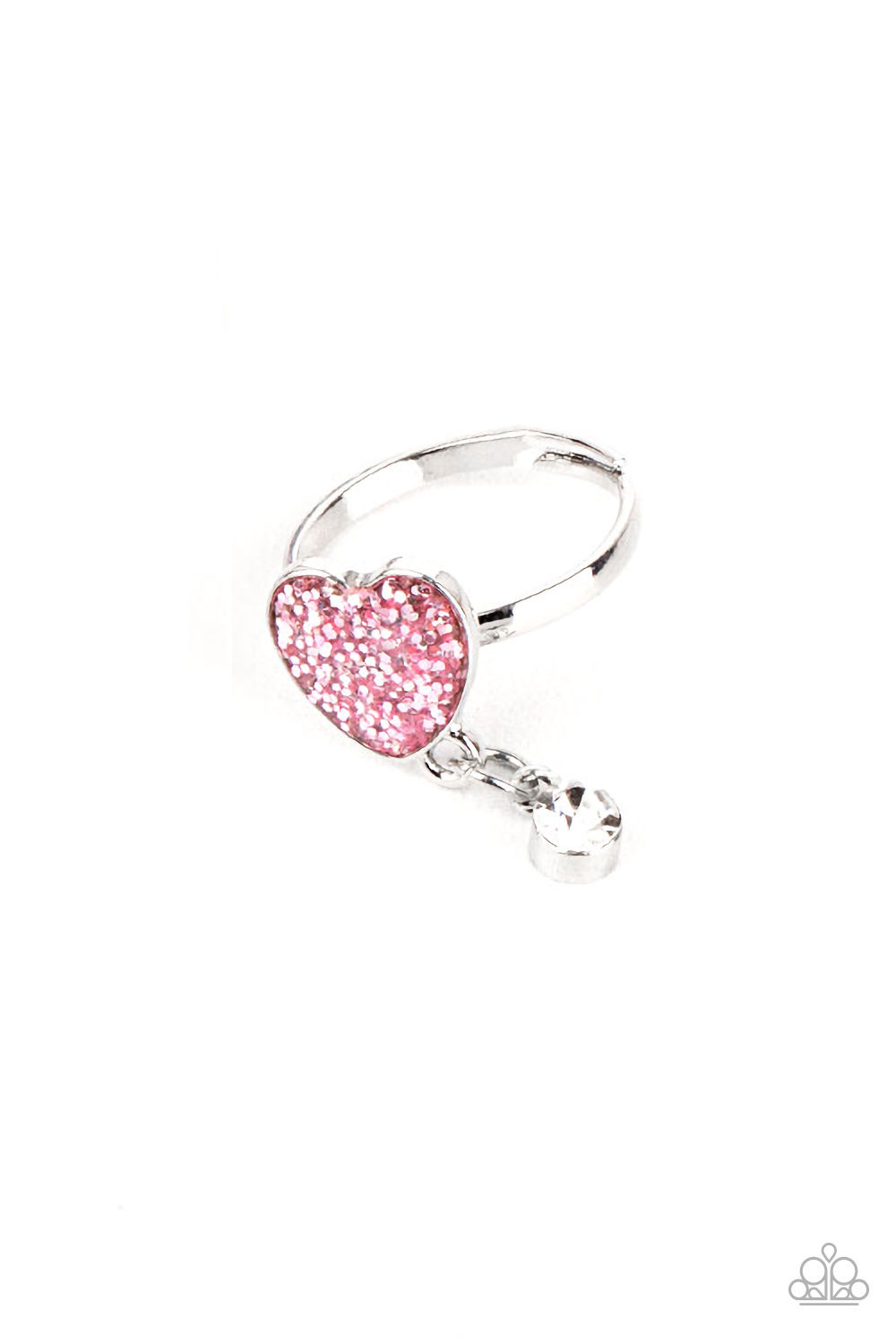 Ring - Starlet Shimmer Glitter Heart Rhinestone - Pink