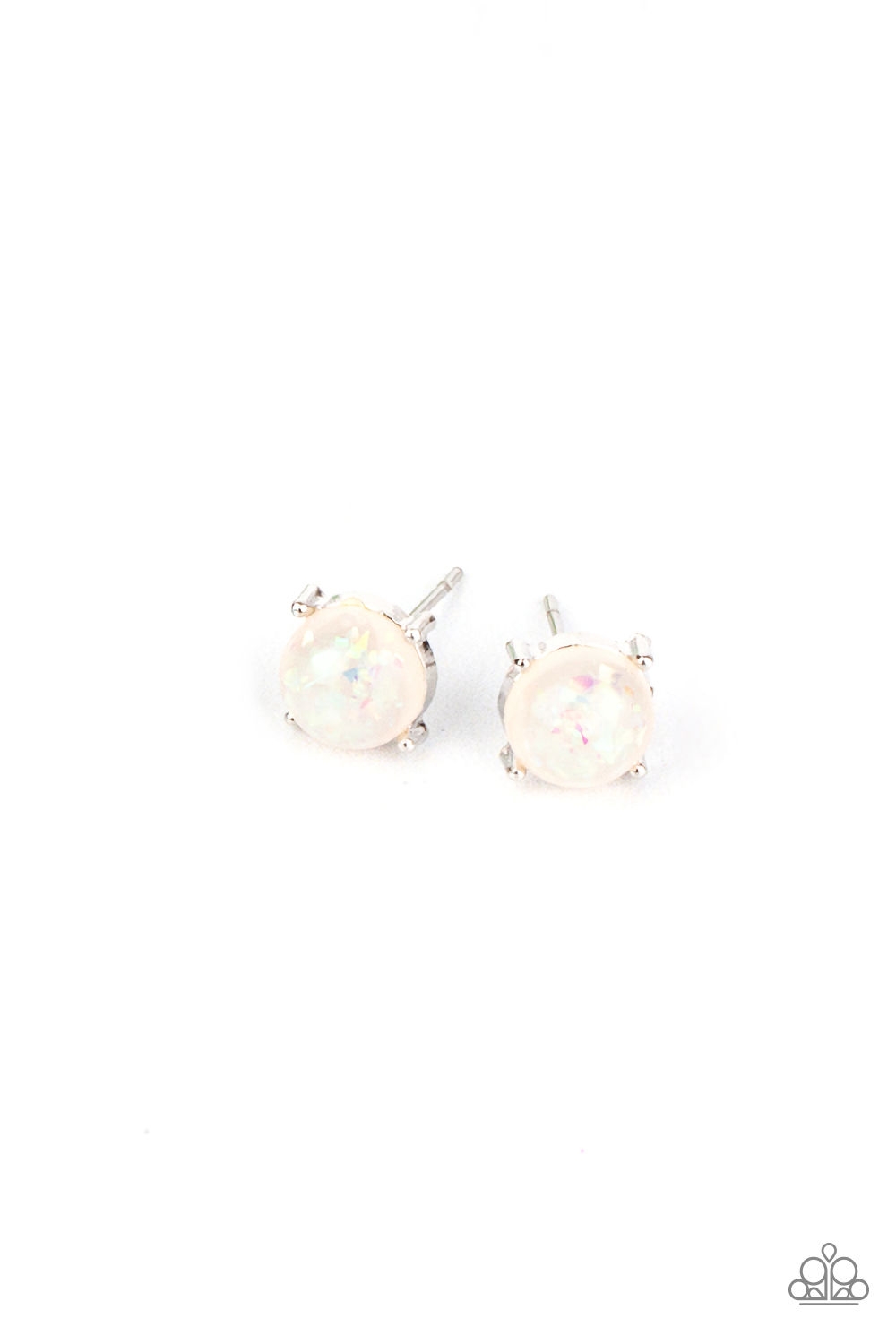 Earring - Starlet Shimmer Sparkle Bead Post - White