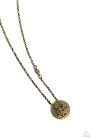 Necklace - Live The Life You Love - Brass