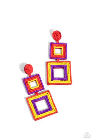Earring - Seize the Squares - Red